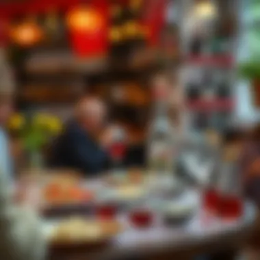 Traditional Turkish Gathering with Rakı An inviting scene of a traditional Turkish gathering with rakı prominently displayed