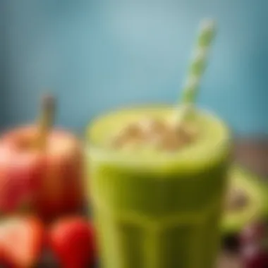 Energizing Smoothie Delight A close-up of a refreshing green smoothie topped with seeds