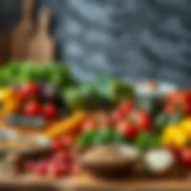 An assortment of fresh ingredients laid out for meal prep