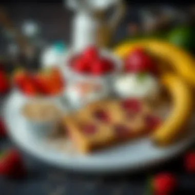 Ingredients for Harika Kanatlar Cake An assortment of ingredients used in Harika Kanatlar cake including fruits, creams, and sprinkles.