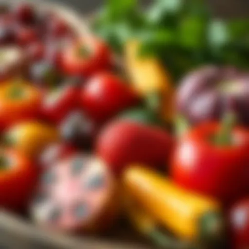 Vibrant selection of fruits and vegetables for baby food