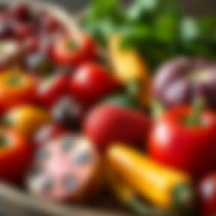 Vibrant selection of fruits and vegetables for baby food