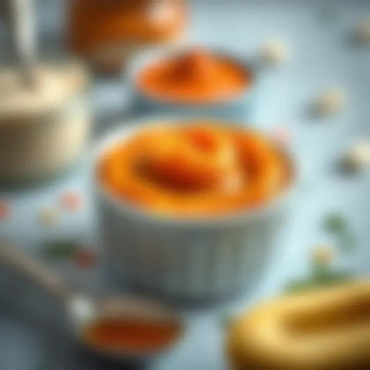 Variety of pureed foods for infants