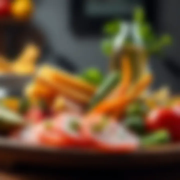 Illustration of healthy food choices to manage cholesterol levels