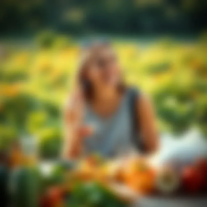 A person enjoying a balanced diet outdoors, symbolizing the integration of vitamin D-rich foods into daily life.