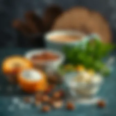 Key Ingredients for Helva A still life of the key ingredients used in making helva, artfully displayed.