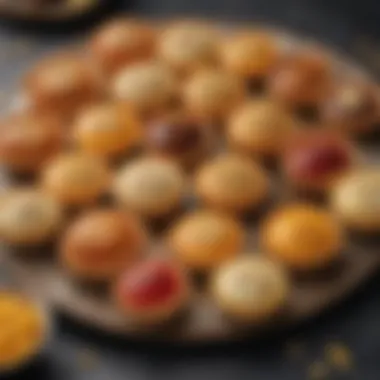 Diverse Selection of Ready-made Pastry Creams A variety of ready-made pastry creams in decorative bowls, showcasing different textures and colors.