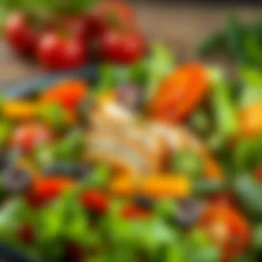 Colorful and Nutritious Meal Options A vibrant salad filled with fresh vegetables and lean protein options