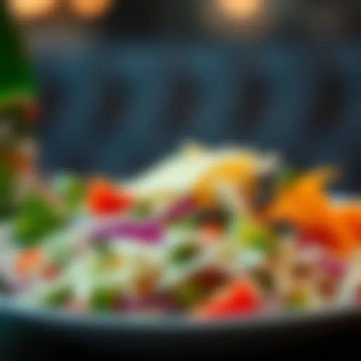 Vibrant Cheese Salad Fresh salad topped with shredded cheese and vegetables