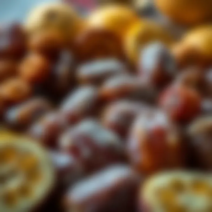 An assortment of dates and fruits as a traditional iftar starter