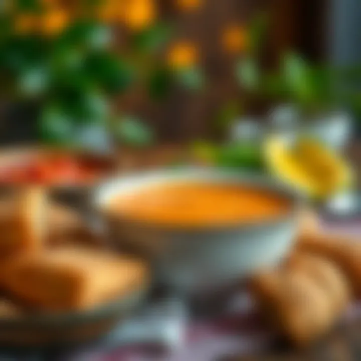 A detailed shot of a flavorful soup served during iftar