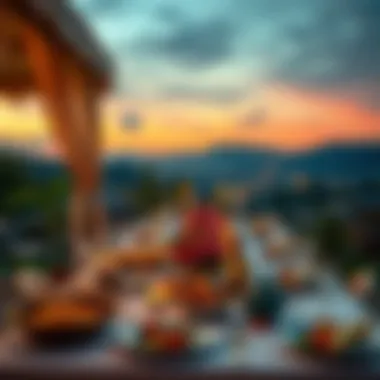 Evening Setting for Iftar in Denizli A beautifully set iftar table under the evening sky in Denizli