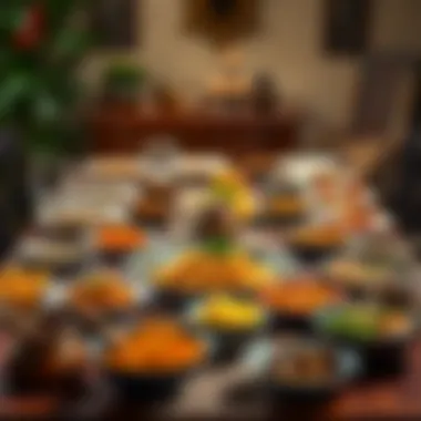 Culinary Richness: A Traditional Iftar Spread An elegant iftar table set with traditional dishes