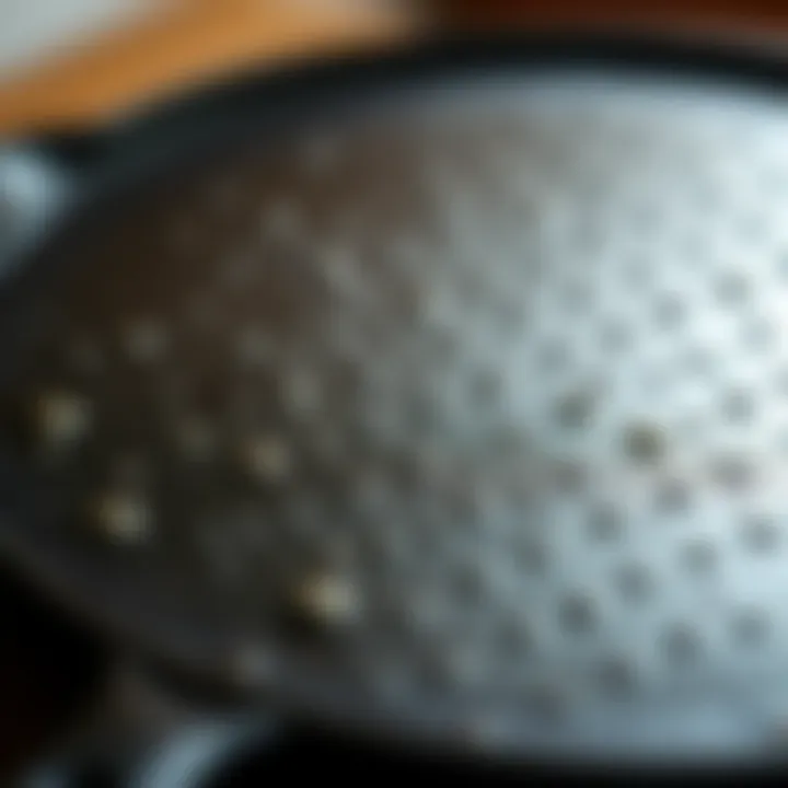Craftsmanship in Cast Iron Close-up of the intricate details of a cast iron skillet's surface