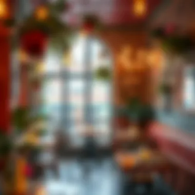 Charming Café Ambiance A cozy café setting featuring vibrant decor and a warm atmosphere