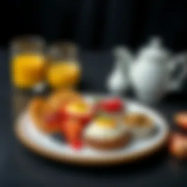 Innovative Breakfast Presentation An artistic presentation of modern breakfast dishes on a stylish plate