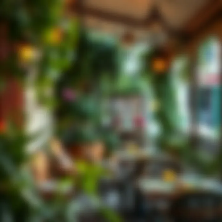 An inviting outdoor terrace adorned with greenery, ideal for a leisurely breakfast