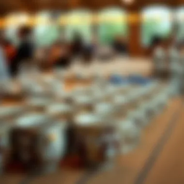 Cultural Significance of Coffee Cups in Events An artistic arrangement of coffee cups at a cultural event