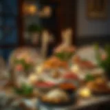 A beautifully arranged table featuring Kahveci Hacı Baba iftar menu dishes