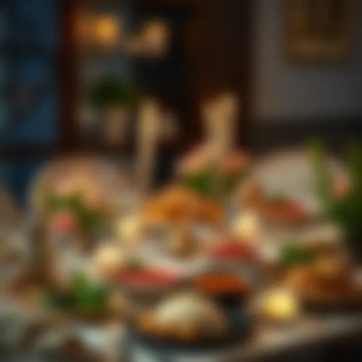 A beautifully arranged table featuring Kahveci Hacı Baba iftar menu dishes