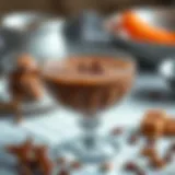 Decadent chocolate milk dessert in an elegant glass bowl