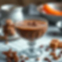 Decadent chocolate milk dessert in an elegant glass bowl