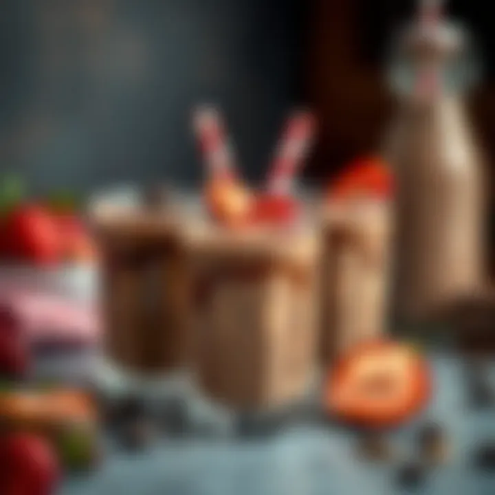 Healthy variations of chocolate milk dessert displayed artistically