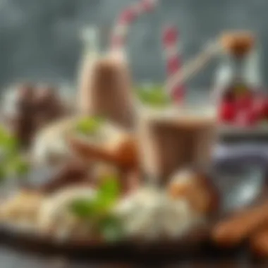 A selection of ingredients for a rich chocolate milk dessert