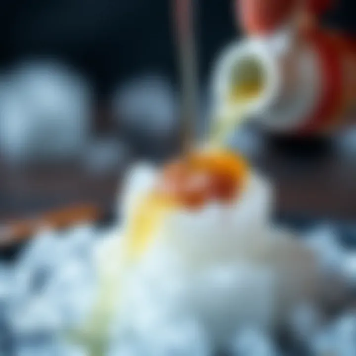 Snow Syrup on Crushed Ice Close-up of snow syrup drizzled over crushed ice