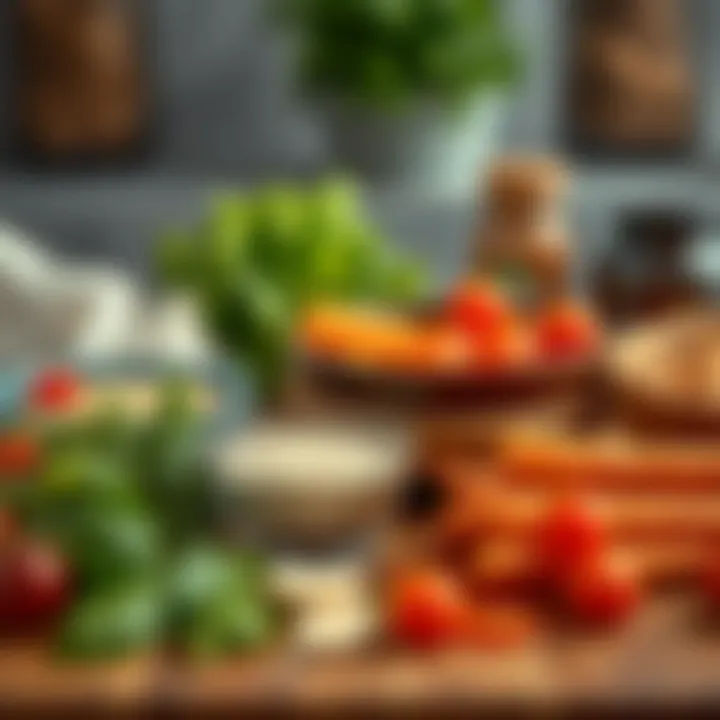 Healthy ingredients laid out for cooking