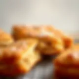 A close-up of caramelized biscuit showcasing its crunchy texture
