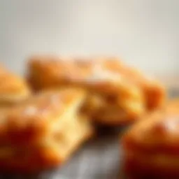A close-up of caramelized biscuit showcasing its crunchy texture