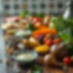 Various healthy carbohydrate-rich foods spread out on a table.