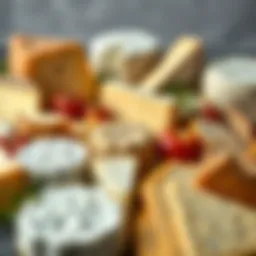 A variety of cheese types displayed elegantly