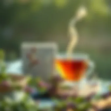 A peaceful scene depicting relaxation with thyme tea