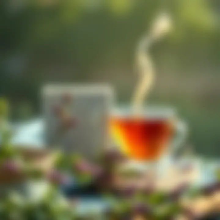 A peaceful scene depicting relaxation with thyme tea