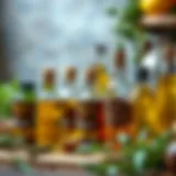 Bottles of various essential oils including oregano oil