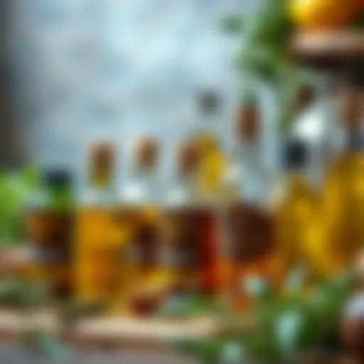 Bottles of various essential oils including oregano oil