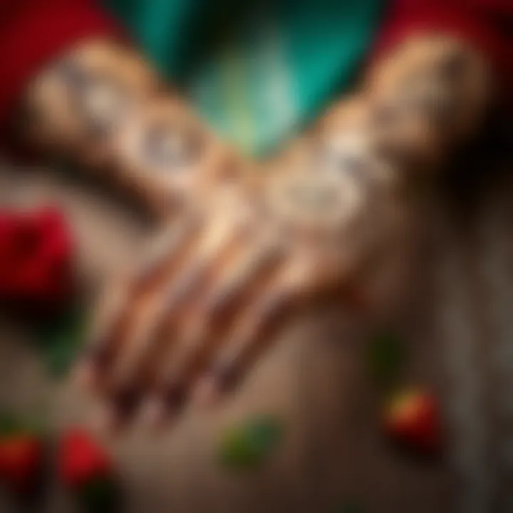 Beautifully arranged henna designs