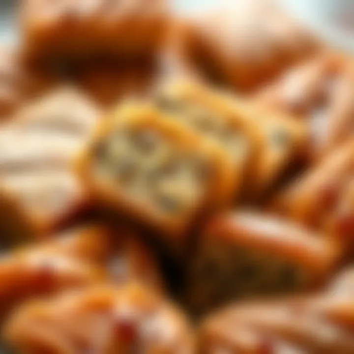 Assorted Baklava Texture An assortment of sliced baklava showcasing its texture