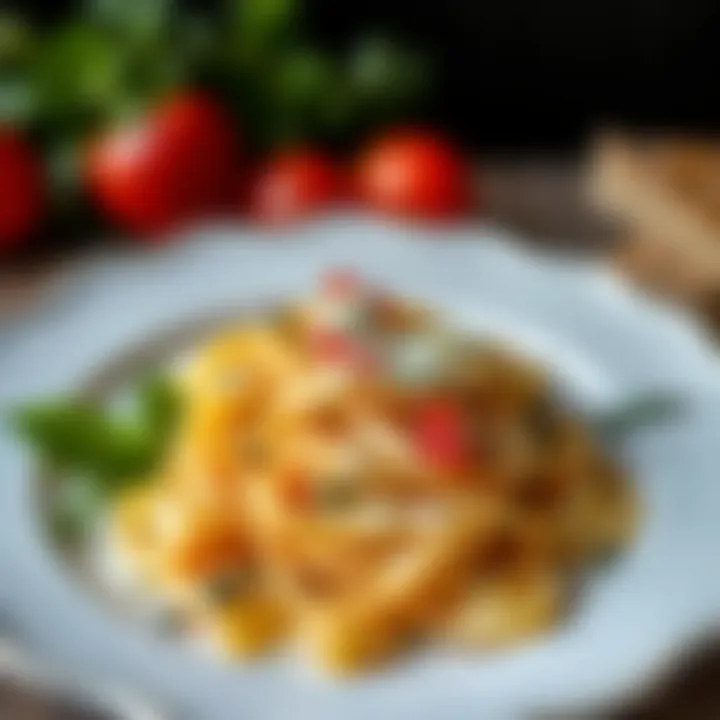 Elegant presentation of shell pasta with herbs