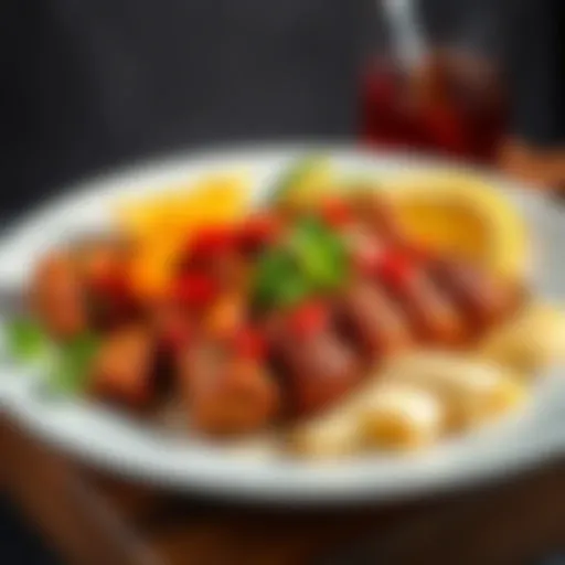 A beautifully plated dish of Köfteci Yusuf specialties showcasing vibrant flavors