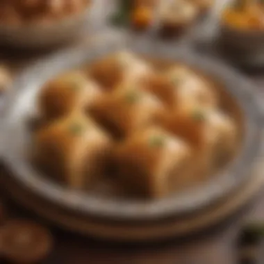 Traditional baklava served on a decorative plate