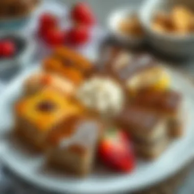 A plate of assorted wet cakes showcasing various flavors and textures