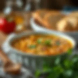 A bowl of vibrant lentil soup with fresh herbs