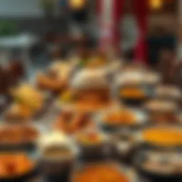 Traditional Konya iftar table set up with various dishes