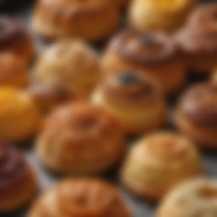 A close-up of intricately designed pastries highlighting craftsmanship