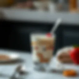 Elegant presentation of layered milk dessert in a glass