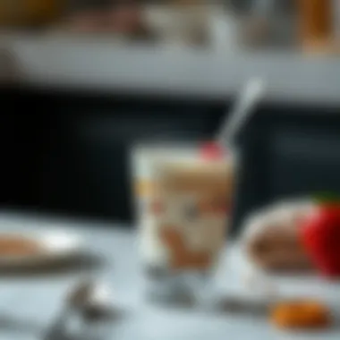 Elegant presentation of layered milk dessert in a glass