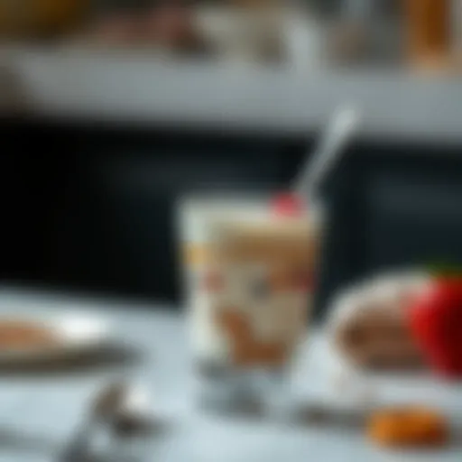 Elegant presentation of layered milk dessert in a glass